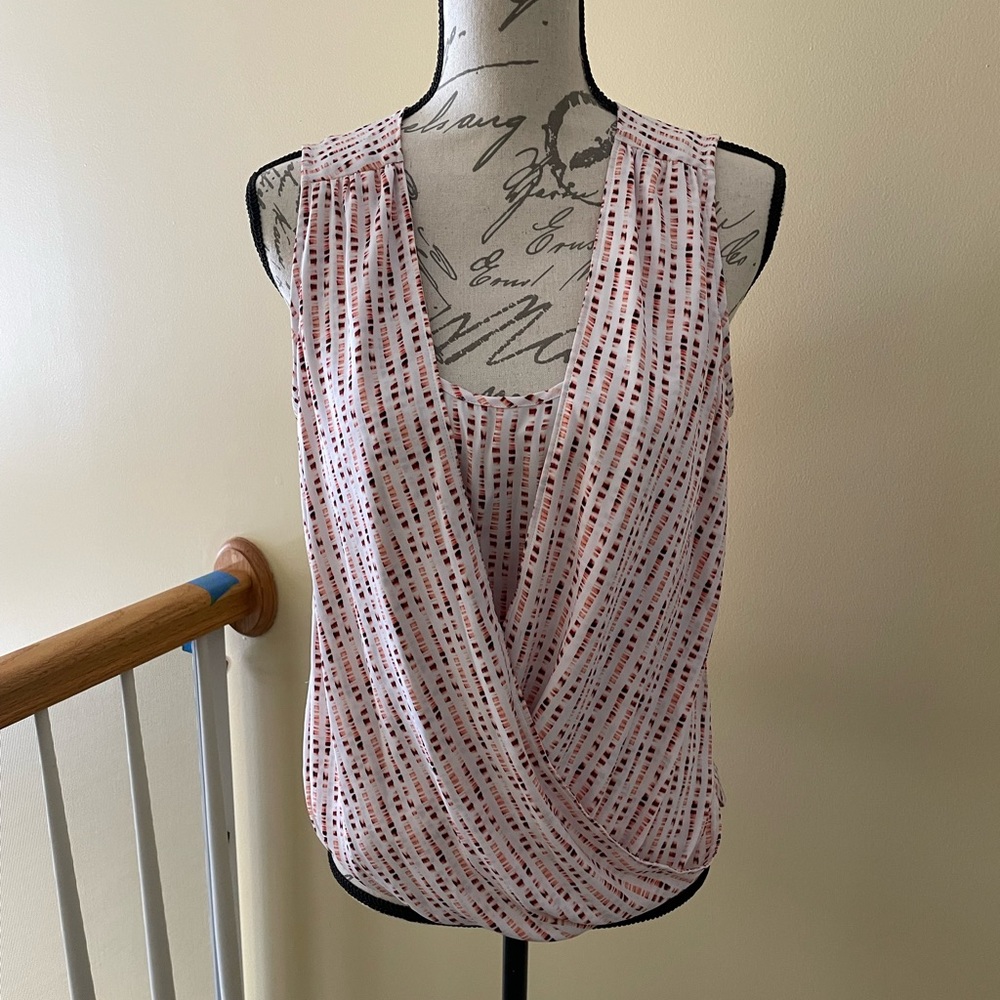 WHBM Printed Surplice Draped Top